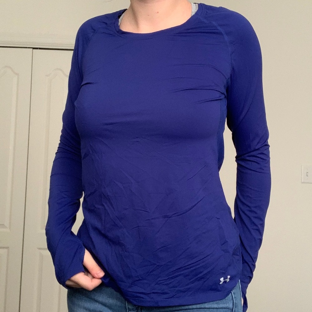 Under Armour Long Sleeve HeatGear Large Blue Shirt